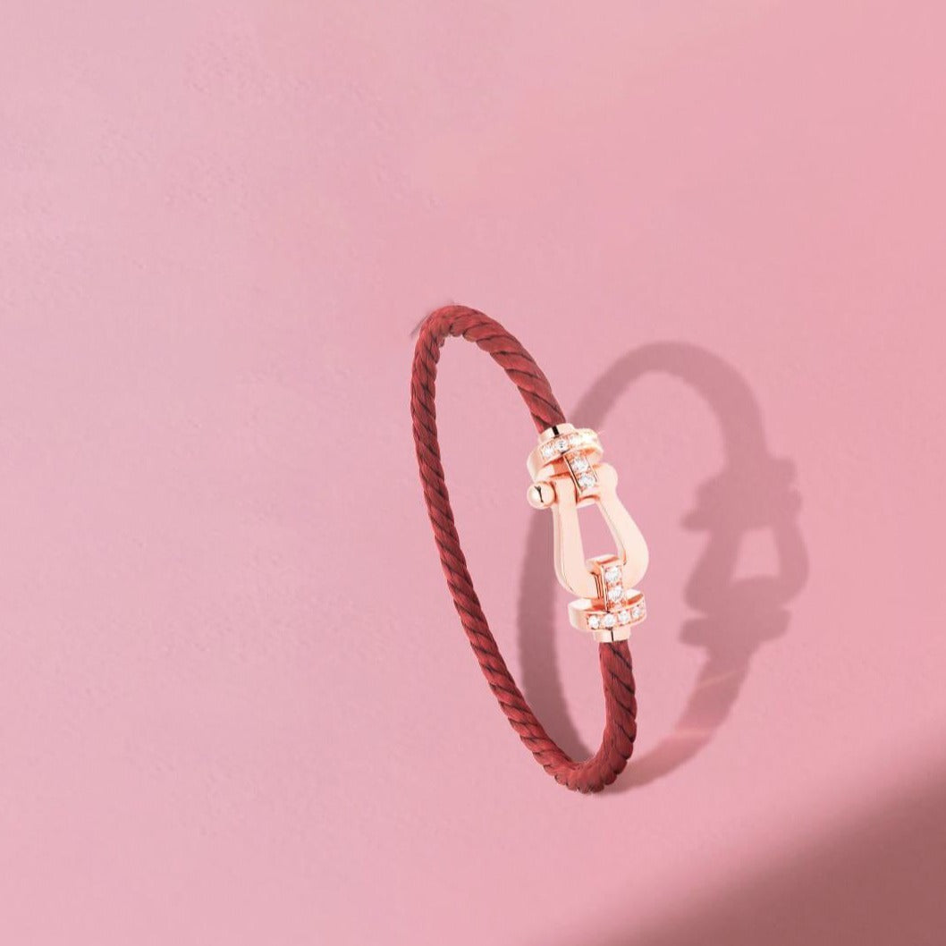 [Regalia Jewelry]FORCE 10 HALF DIAMOND PINK GOLD RED CORDERI LARGE AND MEDIUM MODEL