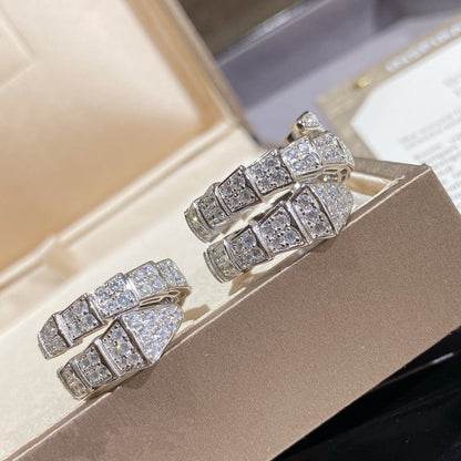 [Regalia Jewelry]SERPENTI DOUBLE RING SILVER DIAMOND PAVED