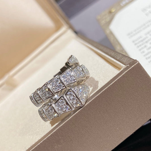 [Regalia Jewelry]SERPENTI DOUBLE RING SILVER DIAMOND PAVED