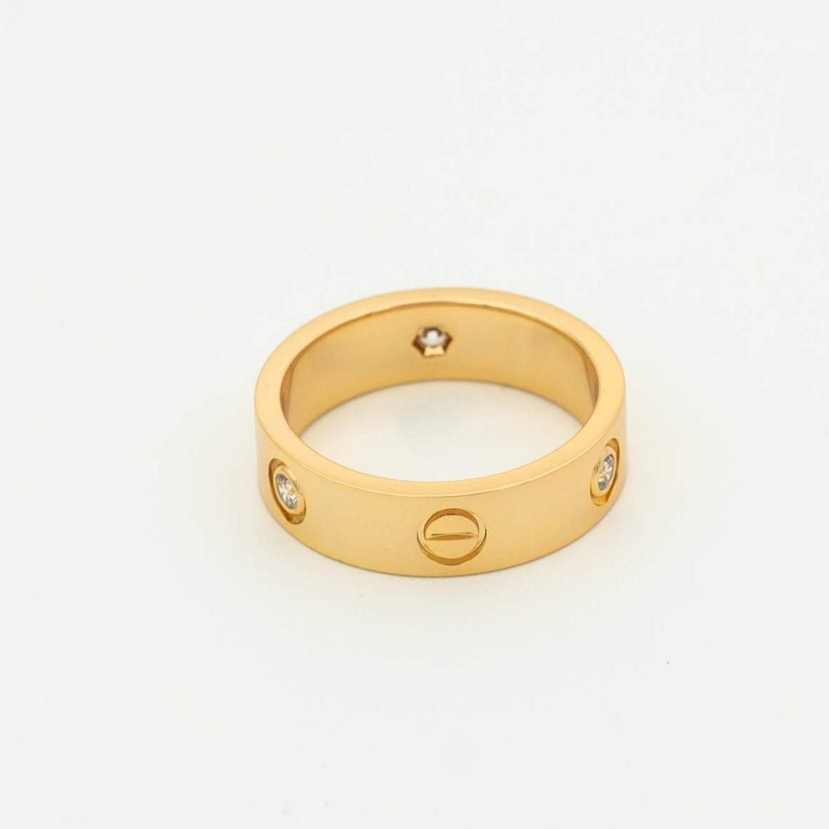 [Regalia Jewelry]LOVE RING 5.5MM 3 DIAMONDS PINK GOLD