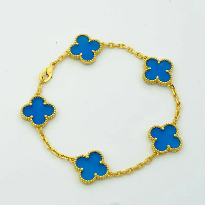 [Regalia Jewelry]CLOVER 5 MOTIFS BLUE AGATE BRACELET