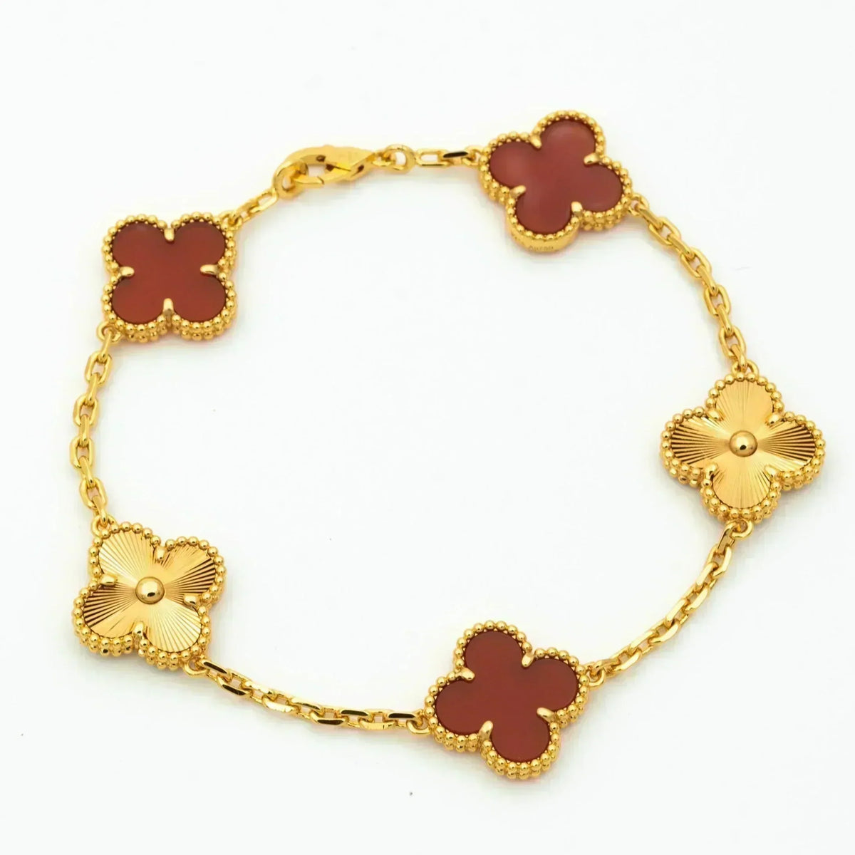 [Regalia Jewelry]CLOVER  5 MOTIFS CARNELIAN GOLD BRACELET
