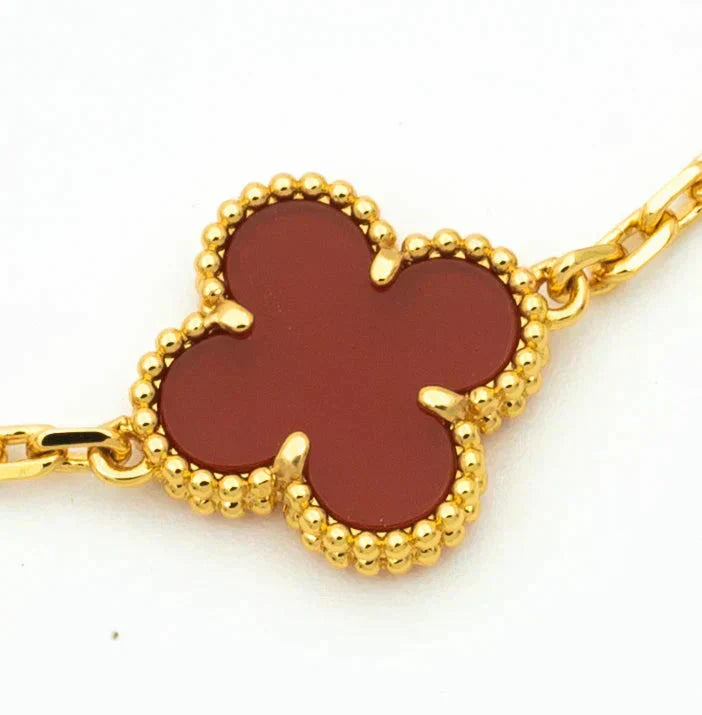 [Regalia Jewelry]CLOVER  5 MOTIFS CARNELIAN GOLD BRACELET