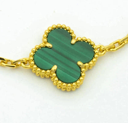 [Regalia Jewelry]CLOVER  5 MOTIF MALACHITE DIAMOND BRACELET
