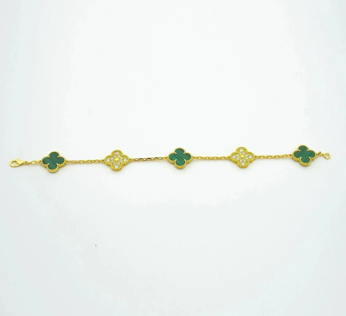 [Regalia Jewelry]CLOVER  5 MOTIF MALACHITE DIAMOND BRACELET