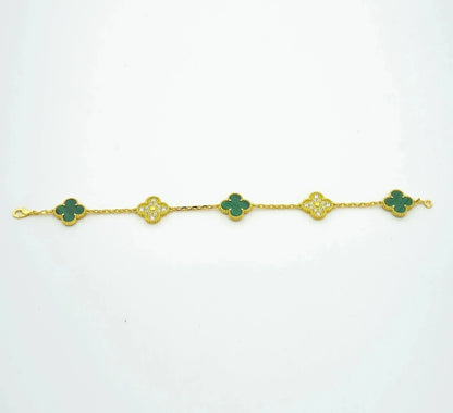 [Regalia Jewelry]CLOVER  5 MOTIF MALACHITE DIAMOND BRACELET