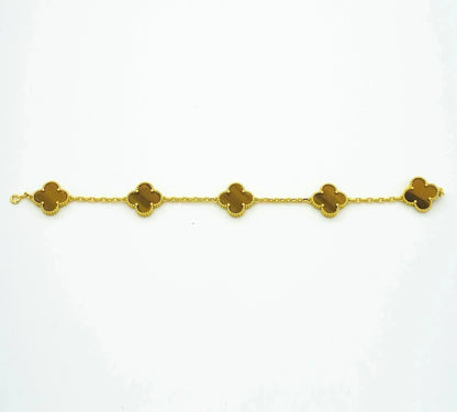 [Regalia Jewelry]CLOVER  5 MOTIFS TIGER EYE BRACELET
