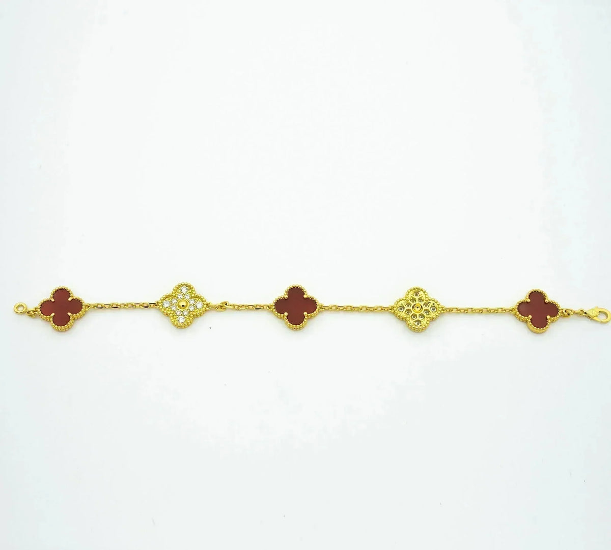 [Regalia Jewelry]CLOVER 5 MOTIFS CARNELIAN DIAMOND BRACELET
