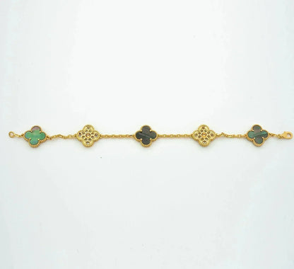 [Regalia Jewelry]CLOVER 5 MOTIF GRAY MOP DIAMOND BRACELET