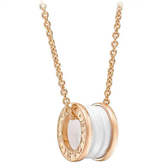 [Regalia Jewelry]ZERO 1 WHITE CERAMIC PINK GOLD DIAMOND NECKLACE