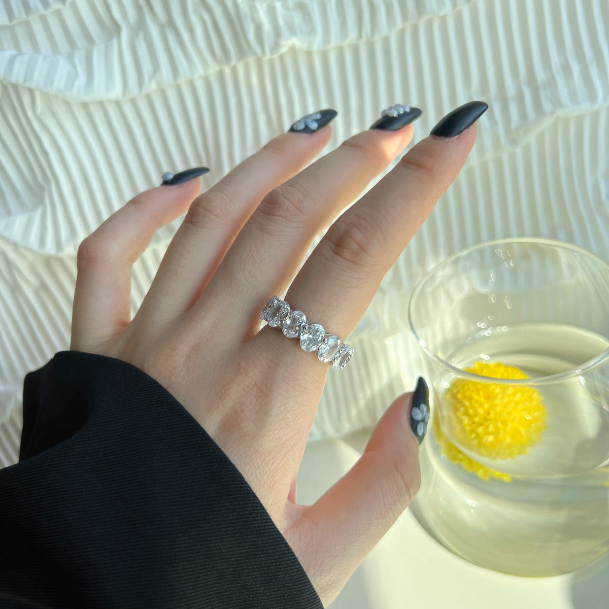 [Regalia Jewelry]Dainty Elongated Cushion Cut Tennis Ring