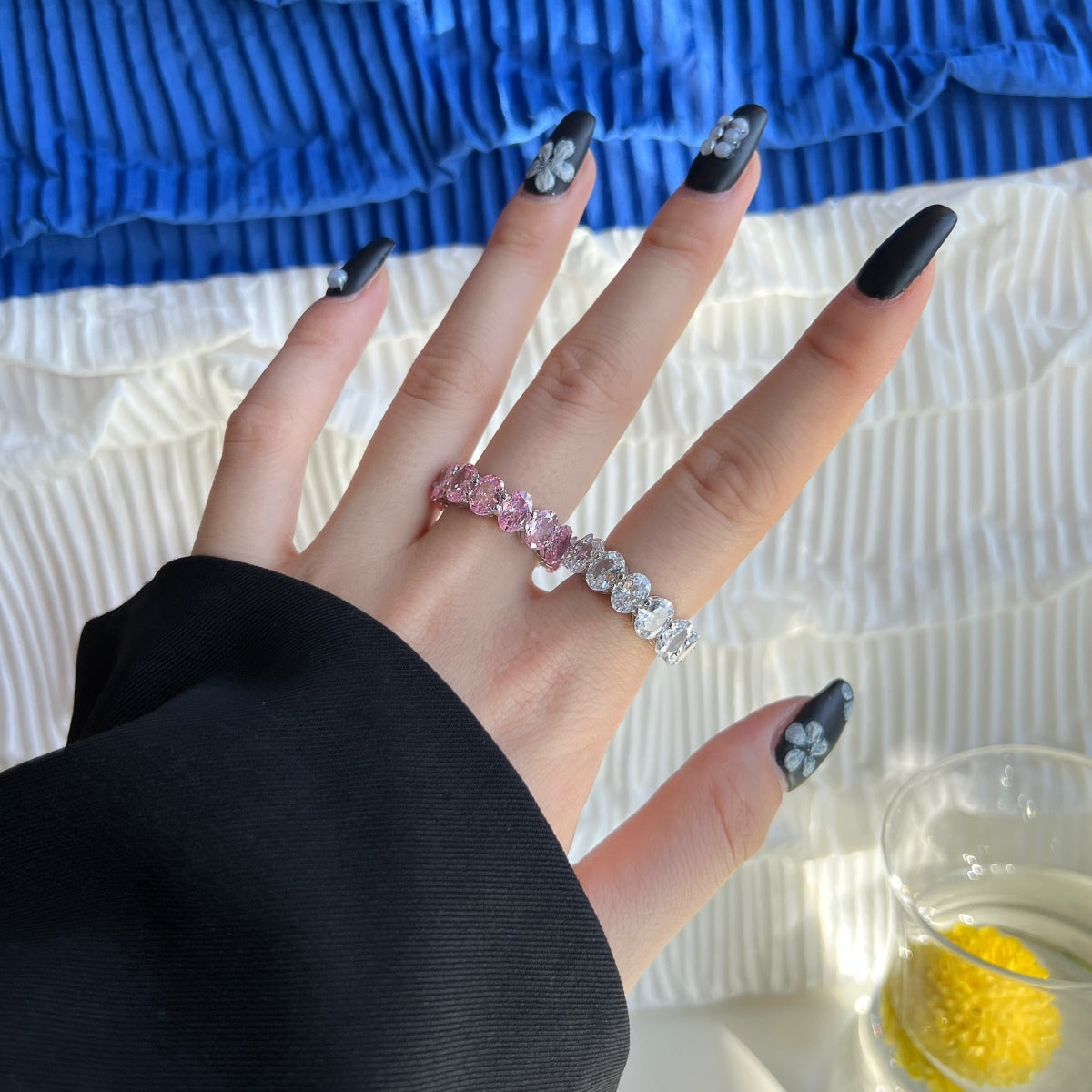 [Regalia Jewelry]Dainty Elongated Cushion Cut Tennis Ring
