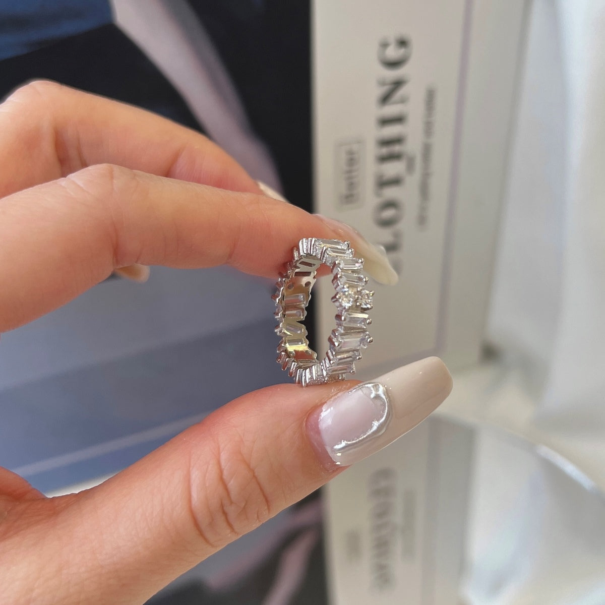 [Regalia Jewelry]Delicate Multi Shape Tennis Ring