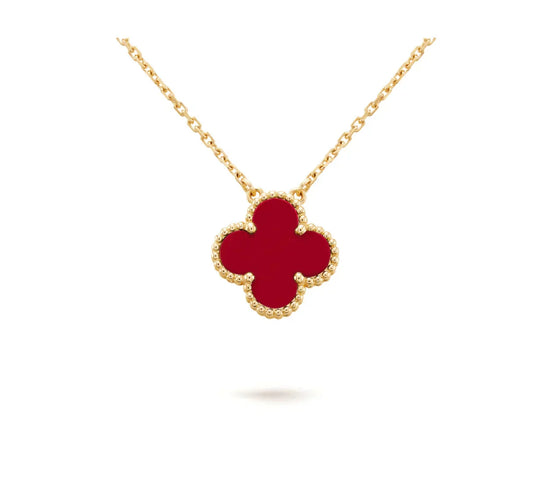 [Regalia Jewelry]CLOVER 15MM CARNELIAN SINGLE FLOWER NECKLACE