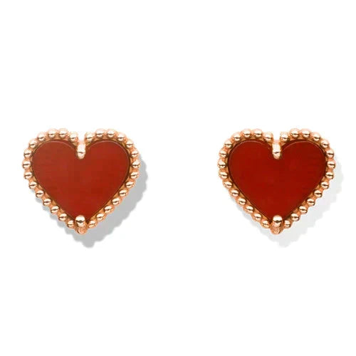 [Regalia Jewelry]HEART CARNELIAN STUD EARRINGS