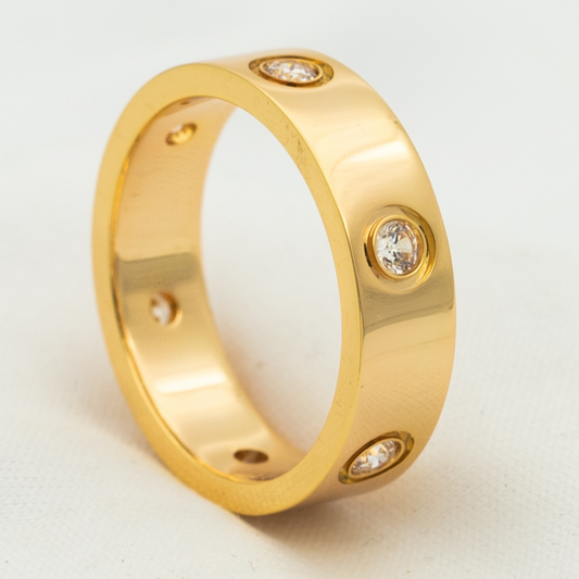 [Regalia Jewelry]LOVE RING 5.5MM 6 DIAMONDS PINK GOLD