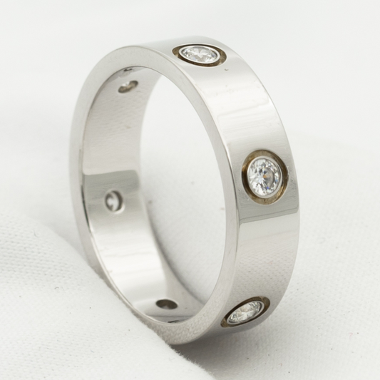 [Regalia Jewelry]LOVE RING 5.5MM 6 DIAMONDS SILVER
