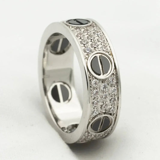 [Regalia Jewelry]LOVE RING 5.5MM DIAMONDS PAVED CERAMIC