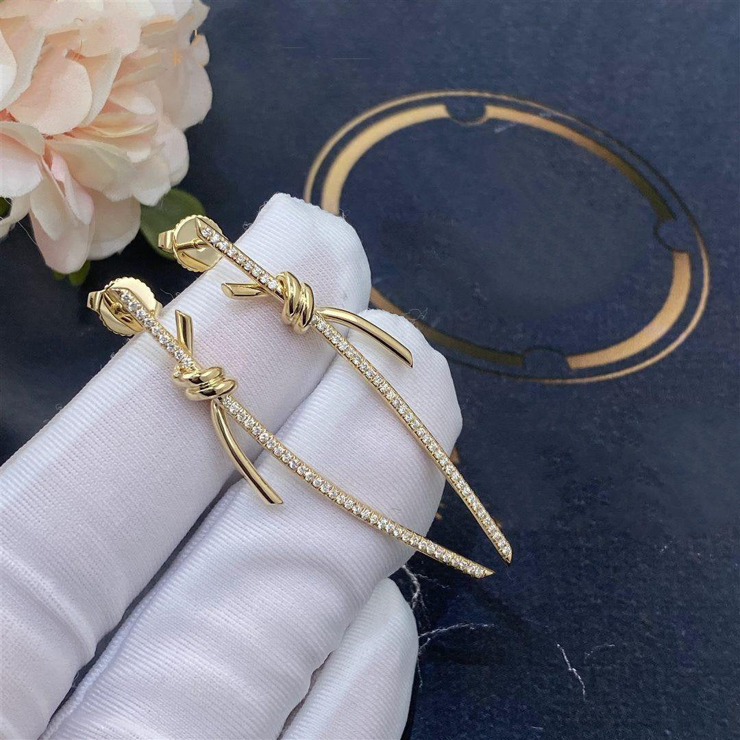 [Regalia Jewels]KNOT DROP EARRINGS IN YELLOW GOLD WITH DIAMONDS