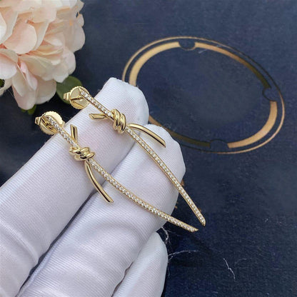 [Regalia Jewels]KNOT DROP EARRINGS IN YELLOW GOLD WITH DIAMONDS