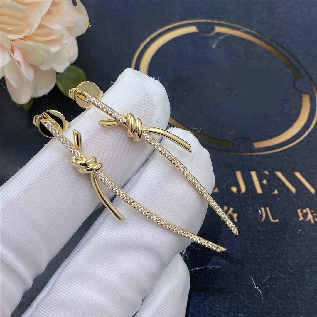 [Regalia Jewels]KNOT DROP EARRINGS IN YELLOW GOLD WITH DIAMONDS