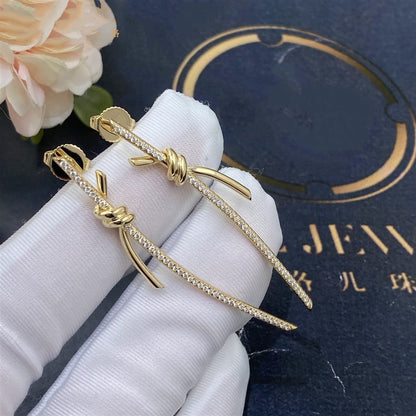 [Regalia Jewels]KNOT DROP EARRINGS IN YELLOW GOLD WITH DIAMONDS