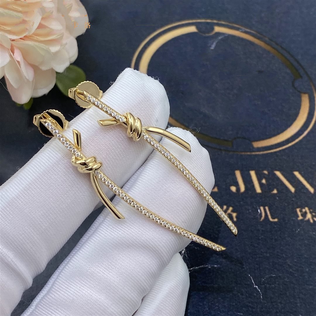 [Regalia Jewels]KNOT DROP EARRINGS IN YELLOW GOLD WITH DIAMONDS
