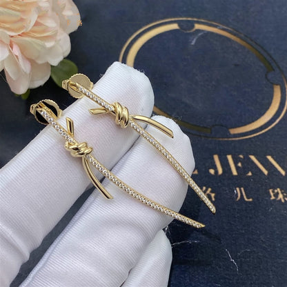 [Regalia Jewels]KNOT DROP EARRINGS IN YELLOW GOLD WITH DIAMONDS