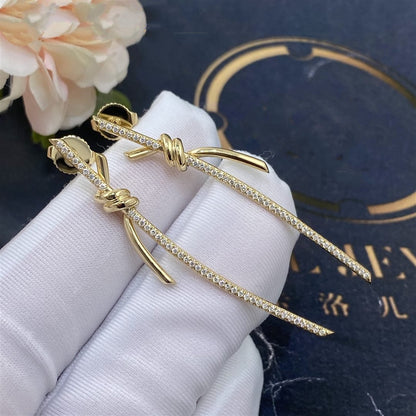 [Regalia Jewels]KNOT DROP EARRINGS IN YELLOW GOLD WITH DIAMONDS