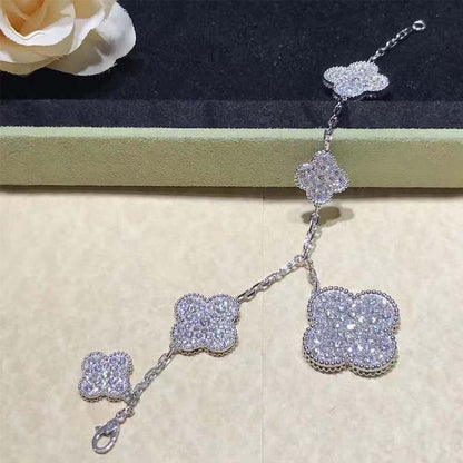 [Regalia Jewelry]CLOVER 6 MOTIFS SILVER DIAMOND BRACELET