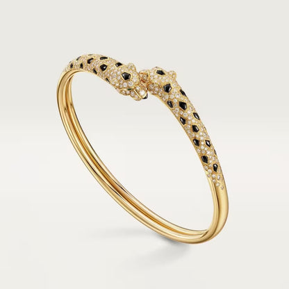 [Regalia Jewelry]PANTHERE DOUBLE HEADED HALF DIAMOND OPEN BRACELET