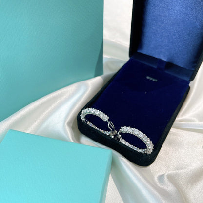 [Regalia Jewels]SILVER DIAMOND HOOP EARRINGS
