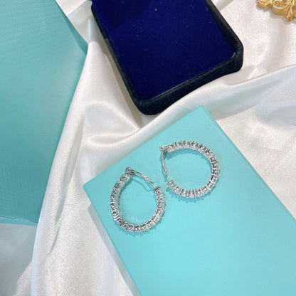 [Regalia Jewels]SILVER DIAMOND HOOP EARRINGS