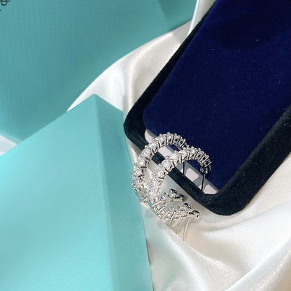 [Regalia Jewels]SILVER DIAMOND HOOP EARRINGS