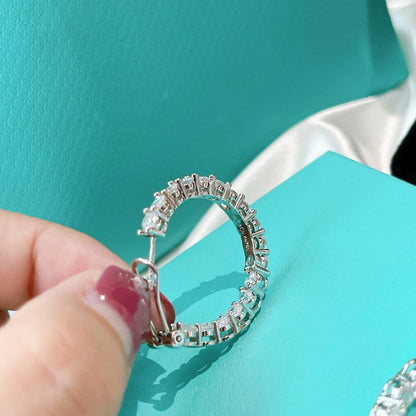 [Regalia Jewels]SILVER DIAMOND HOOP EARRINGS