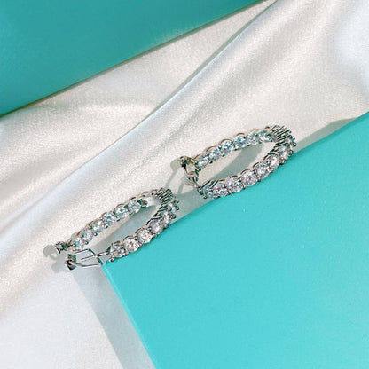 [Regalia Jewels]SILVER DIAMOND HOOP EARRINGS