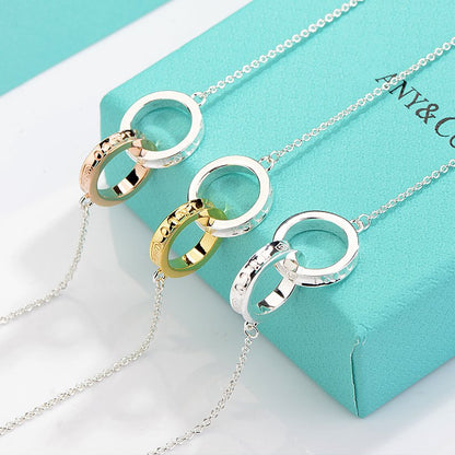 [Regalia Jewels]NECKLACE FEMALE DOUBLE RING DOUBLE CIRCLE COUPLE PENDANT
