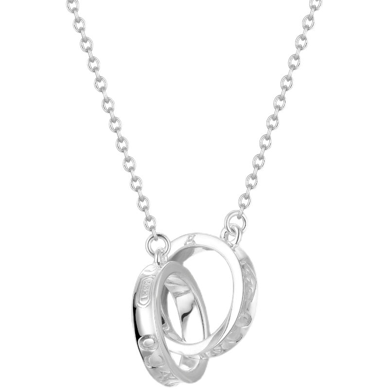 [Regalia Jewels]NECKLACE FEMALE DOUBLE RING DOUBLE CIRCLE COUPLE PENDANT