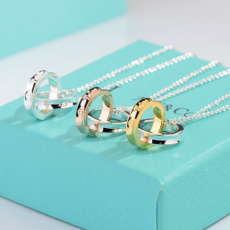 [Regalia Jewels]NECKLACE FEMALE DOUBLE RING DOUBLE CIRCLE COUPLE PENDANT