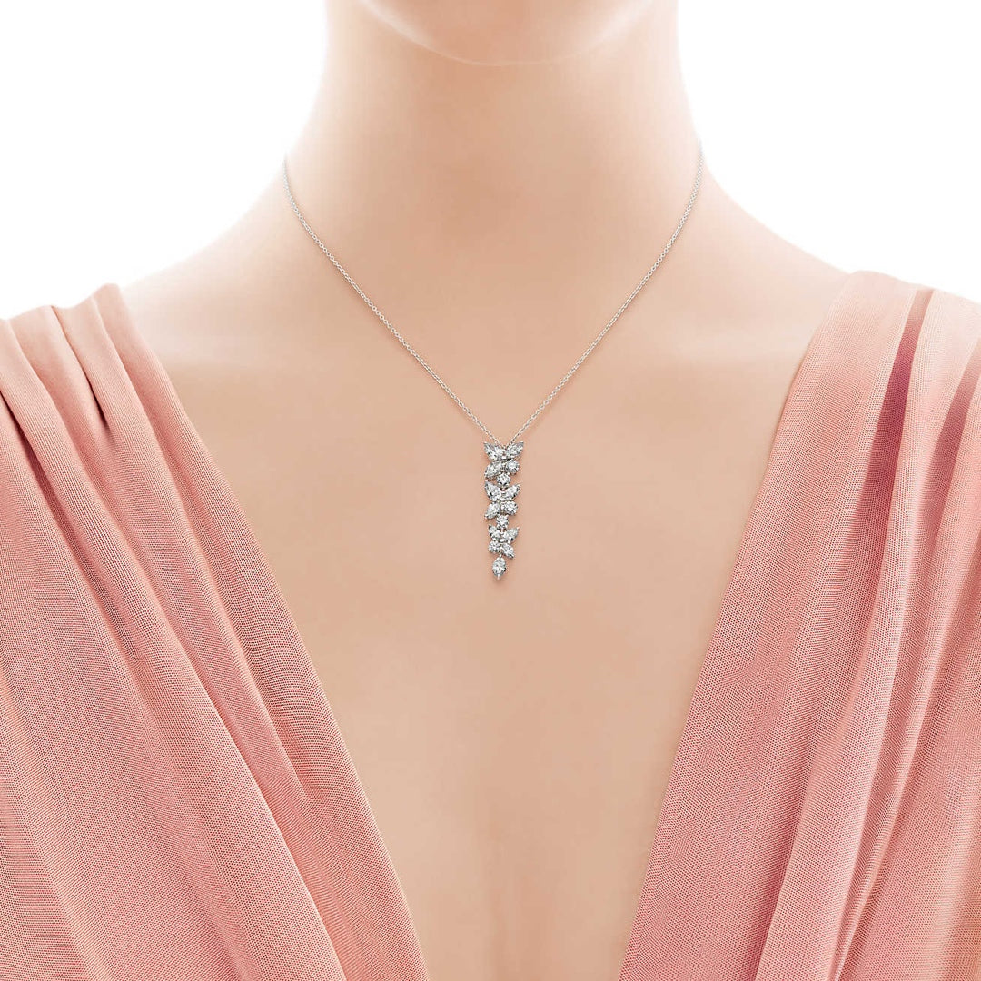 [Regalia Jewels]MIXED CLUSTER DIAMOND DROP PENDANT