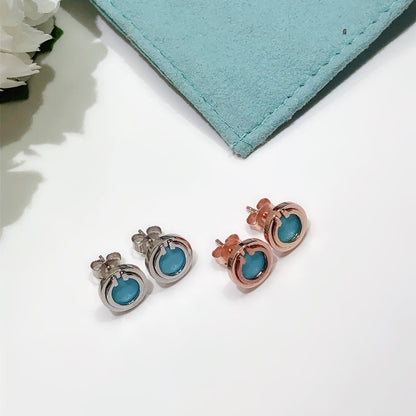[Regalia Jewels]TURQUOISE CIRCLE WHITE GOLD EARRINGS