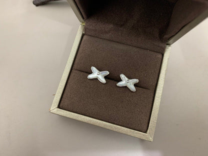 [Regalia Jewelry]JEUX DE WHITE MOP SILVER DIAMOND EARRINGS