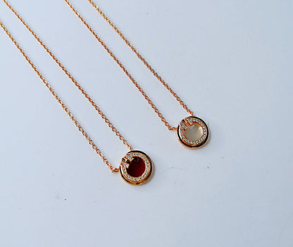 [Regalia Jewels]DIAMOND AND MOTHER PEARL CIRCLE NECKLACE PENDANT