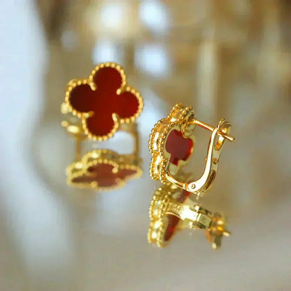 [Regalia Jewelry]CLOVER MEDIUM 1 MOTIFS CARNELIAN  EARRINGS