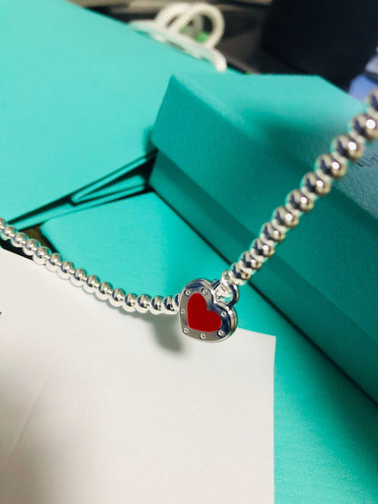 [Regalia Jewels]LOVE TIFFANY RED HEART TAG BEAD BRACELET