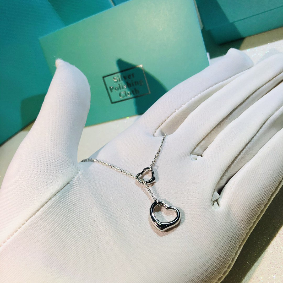 [Regalia Jewels]OPEN HEART LARIAT NECKLACE SILVER