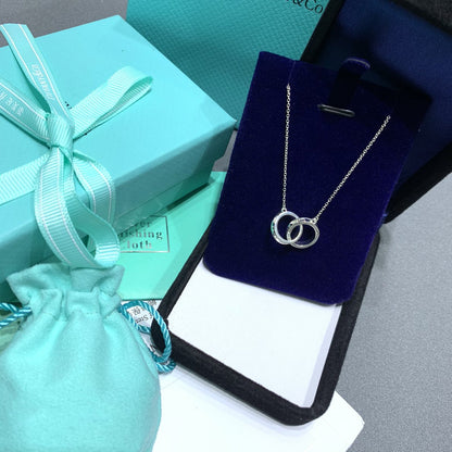 [Regalia Jewels]INTERLOCKING CIRCLES PENDANT SILVER SMALL NECKLACE