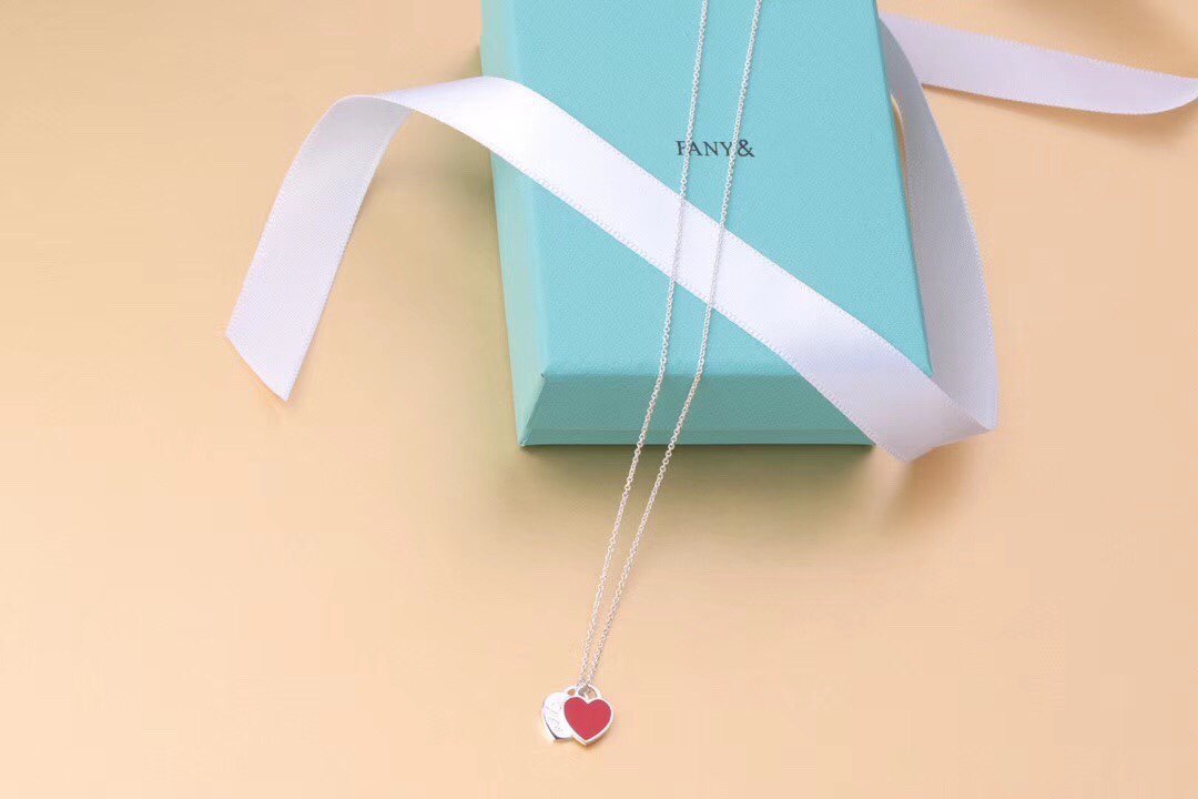 [Regalia Jewels]DOUBLE HEART TAG PENDANT SILVER MINI NECKLACE
