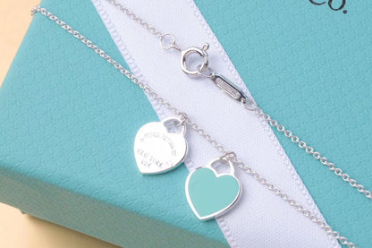 [Regalia Jewels]DOUBLE HEART TAG PENDANT SILVER MINI NECKLACE