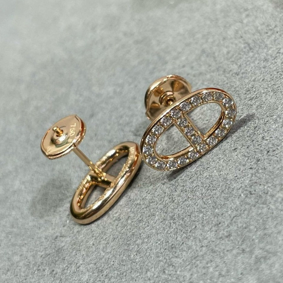 [Regalia Jewelry]HM FULL DIAMOND PIG NOSE STUD EARRINGS